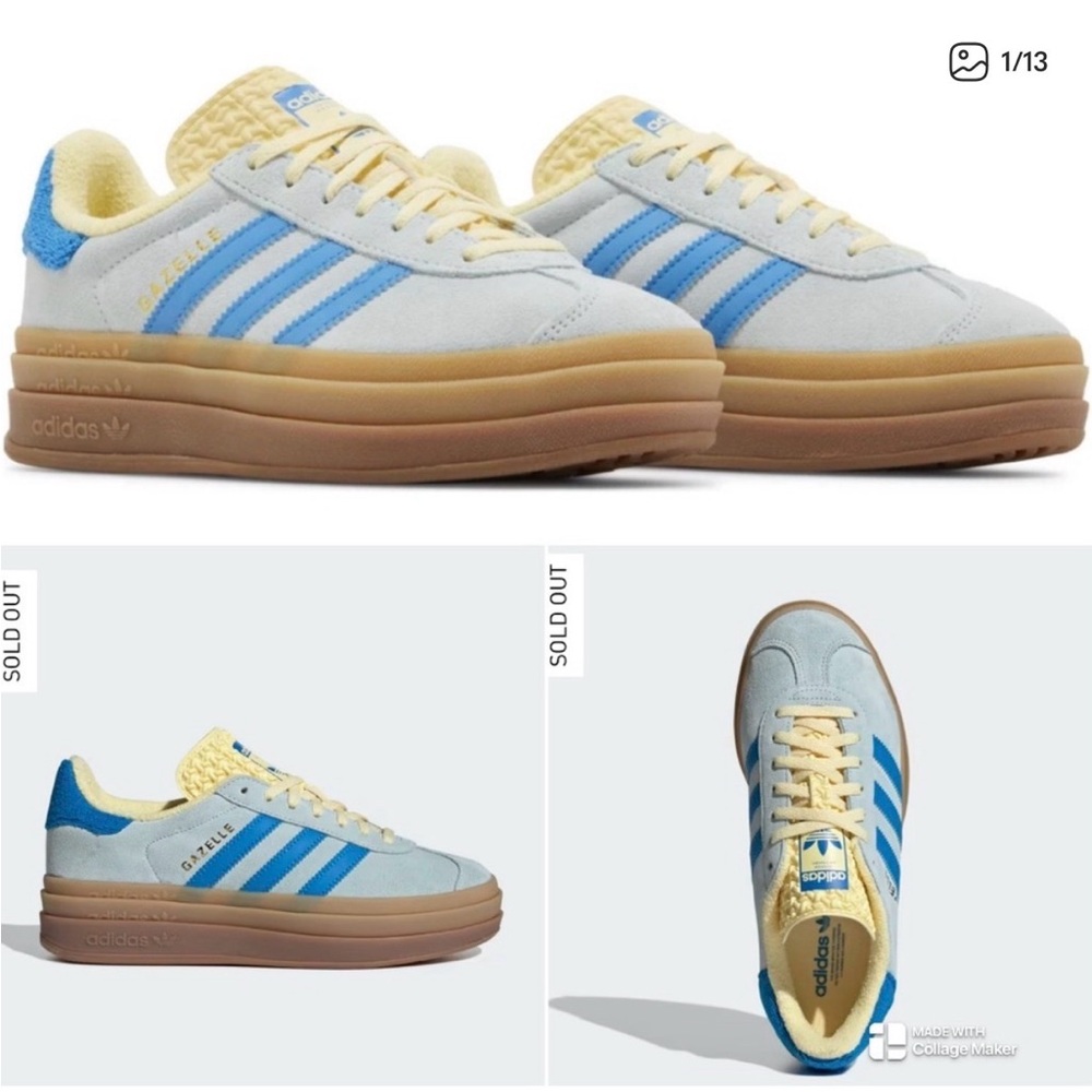 Adidas Cream and Blue Sneakers